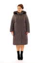 Женское пальто из текстиля с капюшоном, отделка песец 8010053-2