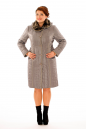 Женское пальто из текстиля с капюшоном, отделка искусственный мех 8011880