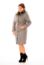 Женское пальто из текстиля с капюшоном, отделка искусственный мех 8011880-2