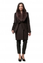 Женское пальто из текстиля с воротником, отделка песец 8012536