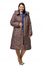 Женское пальто из текстиля с капюшоном, отделка песец 8012630-2