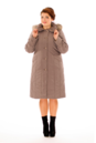 Женское пальто из текстиля с капюшоном, отделка песец 8012633