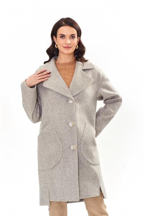 Женское пальто из текстиля с воротником 8016491